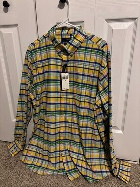 Polo by Ralph Lauren Yellow, Green & Blue Plaid Button-Down Shirt